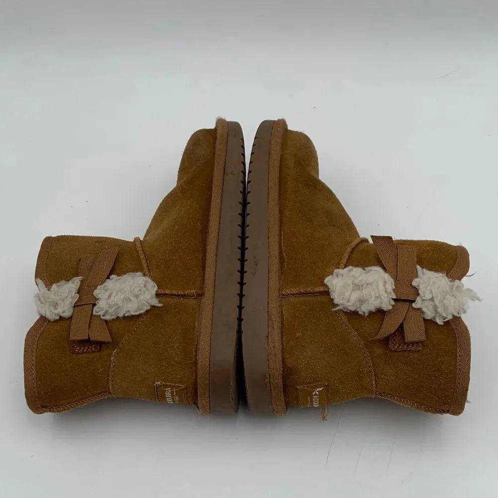 Brown Suede Boots with Bow Accent